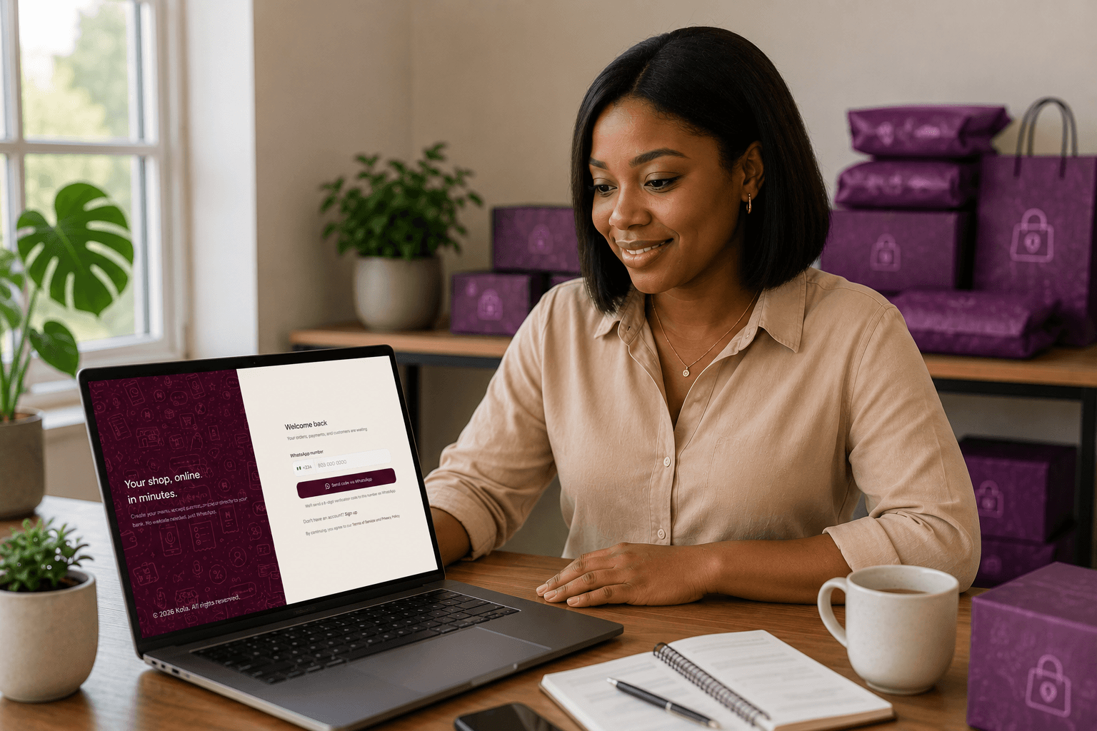 Business owner reviewing sales on laptop